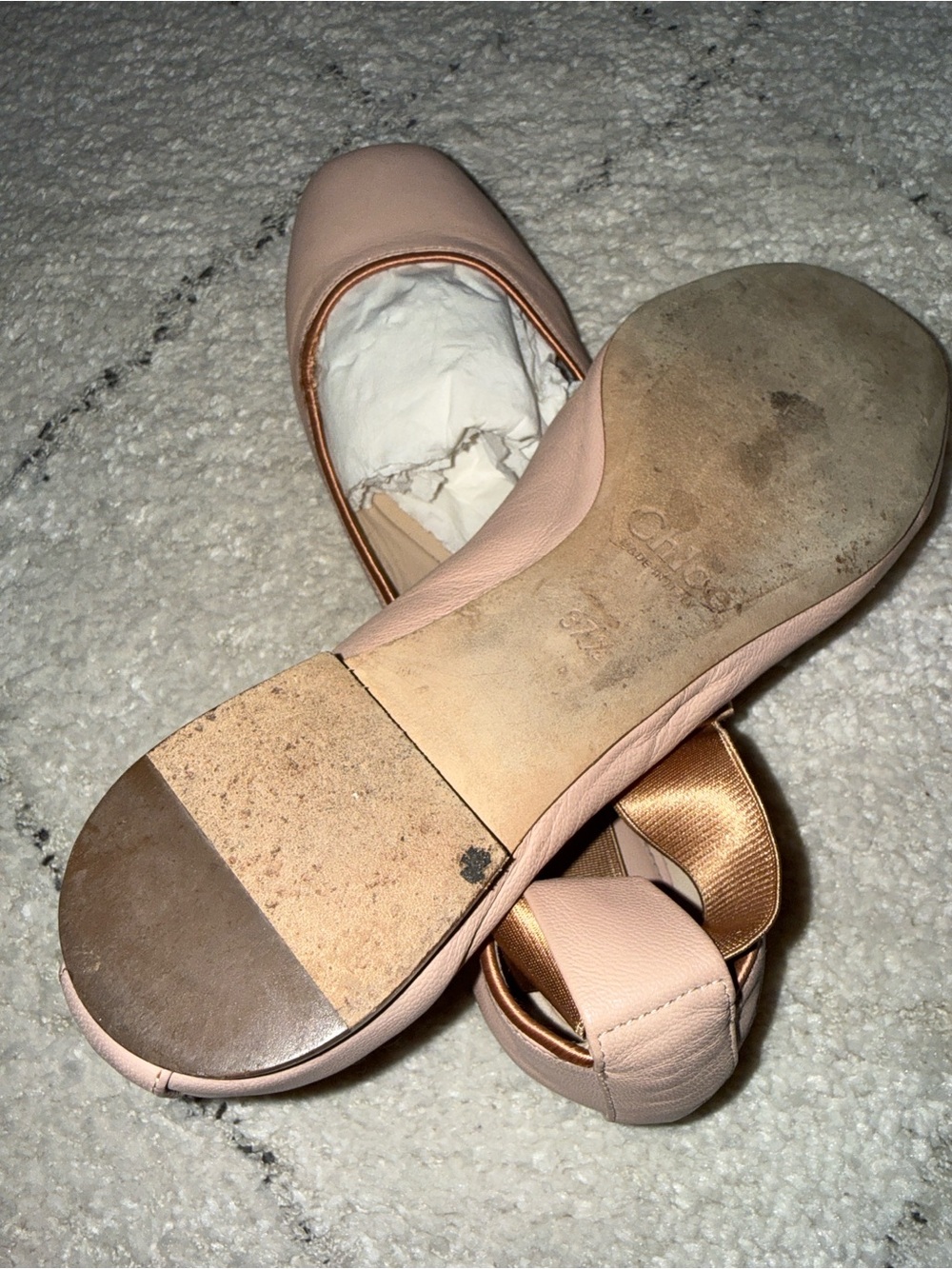 Chloe women’s Ballet Flats in Blush with Satin Cross Straps - Picture 7 of 9